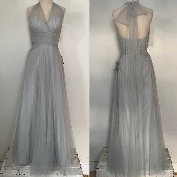 ⭐️NWT (Reposh) Nordstrom formal Pale Sage Halter Mesh Gown - Picture 10 of 14